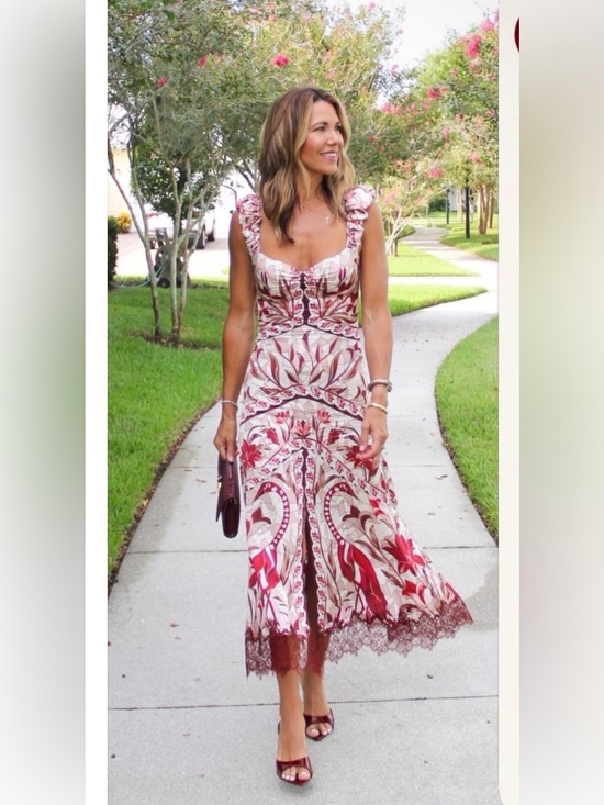 FARM Rio Dresses & Skirts - FARM RIO Stained Glass Lace Trim Maxi Dress